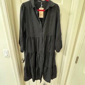 Black Tiered Midi Dress